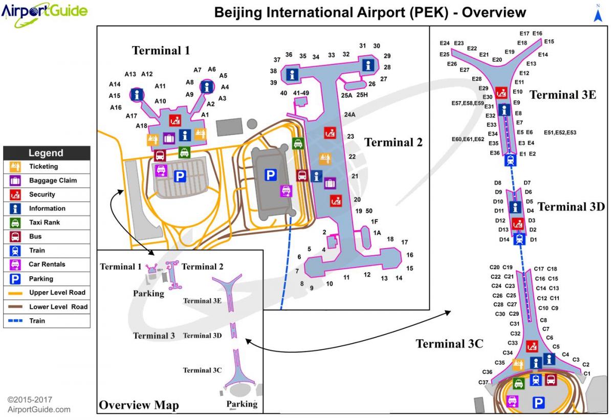 Պեկինի միջազգային օդանավակայան տերմինալ 3 քարտեզի վրա