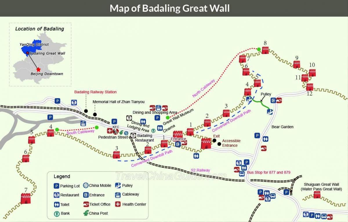 Պեկինը Great wall քարտեզ