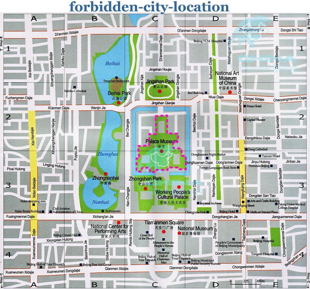քարտեզ Արգելված քաղաքի մանրամասն քարտեզի վրա